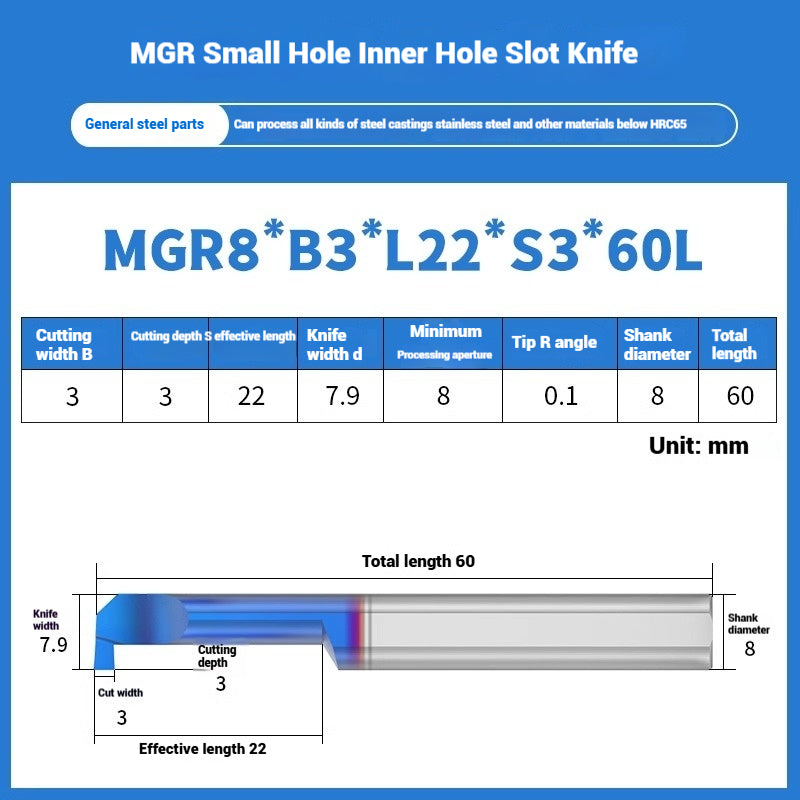 1134-MGR small bore groove cutter wear-resistant micro groove hook cutter CNC tungsten steel alloy small bore cutting groove turning tool Shandong Denso Pricision Tools Co.,Ltd.
